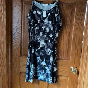 Off the shoulder dress.